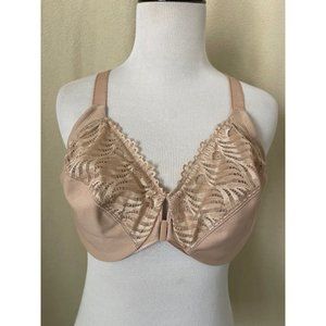 Glamorise Beige Lace Full Coverage No Pad Bra - 36D